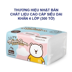 Khăn giấy khô đa năng cho bé, Khăn giấy rút Mini Bear 4 lớp mềm mại an toàn cho bé yêu (300 tờ) BBShine – KH008