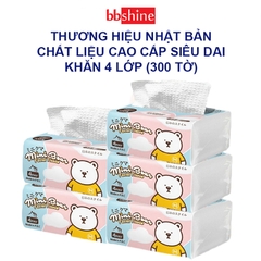 Khăn giấy khô đa năng cho bé, Khăn giấy rút Mini Bear 4 lớp mềm mại an toàn cho bé yêu (300 tờ) BBShine – KH008