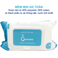 Khăn ướt cho bé, Khăn giấy ướt không mùi Likado chính hãng mềm mịn an toàn cho bé (hộp 100 miếng) BBShine – KH010