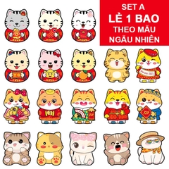 Bao lì xì chibi Quý Mão 2023 cao cấp BBShine, Bao lì xì Tết họa tiết hình mèo ngộ nghĩnh – LX006