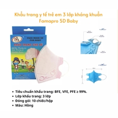 Hộp 10 khẩu trang trẻ em 5D cho bé 2-7 tuổi nhiều màu sắc đáng yêu bảo vệ hiệu quả đường hô hấp của bé BBShine – M012