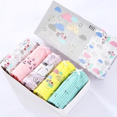 Set 5 quần chip cho bé gái, Hộp 5 quần lót kháng khuẩn cho bé gái 1-12 tuổi chất cotton thoáng khí xuất Hàn cao cấp BBShine – C024