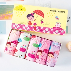 Set 5 quần chip cho bé gái, Hộp 5 quần lót kháng khuẩn cho bé gái 1-12 tuổi chất cotton thoáng khí xuất Hàn cao cấp BBShine – C024