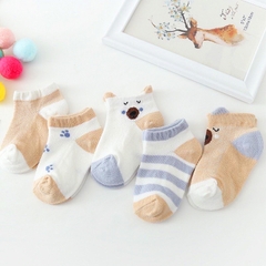 Tất cho bé gái và bé trai 0-2 tuổi chất cotton co giãn tốt BBShine, Set 5 tất lưới cho bé họa tiết hình mèo nhiều màu sắc đáng yêu – T002
