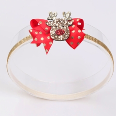 Băng đô Noel cài tóc cho bé sơ sinh 0-2 tuổi đính nơ đỏ phố họa tiết Giáng sinh đáng yêu kèm dây lấp lánh BBShine – NOEL011