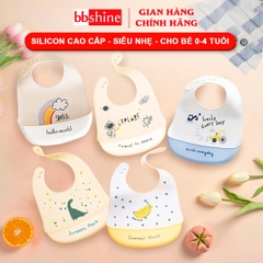 Yếm ăn dặm cho bé 0-4 tuổi cao cấp BBShine, Yếm ăn dặm silicon có máng mềm mại nhiều họa tiết đáng yêu – SS006