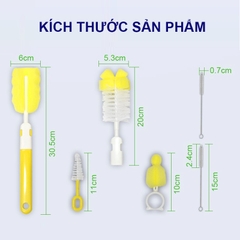 Cọ rửa bình sữa 5 chi tiết cao cấp BBShine, Bộ cọ bình sữa xoay 360 độ siêu tiện lợi – SS023