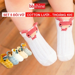 Tất cho bé gái 0-3 tuổi thoáng khí BBShine, Set 5 tất lưới cho bé hình thú cho bé ngộ nghĩnh nhiều màu sắc xinh xắn – T022