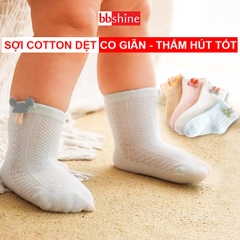 Tất cho bé gái 0-3 tuổi xuất Hàn BBShine, Tất lưới cho bé cao cấp họa tiết xinh xắn nhiều màu sắc – T021
