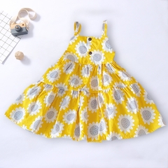 Váy 2 dây cho bé, Đầm cho bé 6-22kg chất thô mềm dáng xòe phối cúc cài xinh xắn BBShine – D086