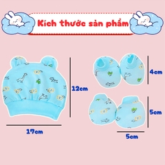 Mũ sơ sinh kèm bao tay bao chân chất cotton cao cấp BBShine, Set bao tay chân mũ sơ sinh 5 chi tiết nhiều họa tiết xinh xắn – SS037