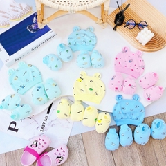 Mũ sơ sinh kèm bao tay bao chân chất cotton cao cấp BBShine, Set bao tay chân mũ sơ sinh 5 chi tiết nhiều họa tiết xinh xắn – SS037