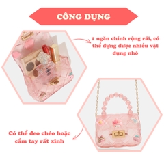 Túi xách cho bé gái nhựa trong suốt cao cấp BBShine, Túi đeo chéo cho bé tặng kèm sticker dáng mini đáng yêu - TX041