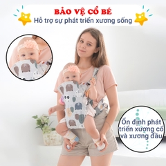 Địu em bé 0-3 tuổi đa năng gọn nhẹ BBShine, Địu cho bé 4 tư thế thoáng khí cao cấp – SS044
