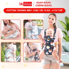 Địu em bé 0-3 tuổi đa năng gọn nhẹ BBShine, Địu cho bé 4 tư thế thoáng khí cao cấp – SS044