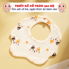 Yếm cho bé 0-3 tuổi chất muslin cao cấp BBShine, Yếm tròn cho bé 6 lớp dày dặn nhiều họa tiết đáng yêu - SS042