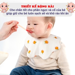 Yếm cho bé 0-3 tuổi chất muslin cao cấp BBShine, Yếm tròn cho bé 6 lớp dày dặn nhiều họa tiết đáng yêu - SS042