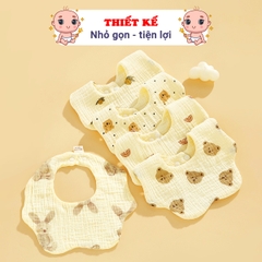 Yếm cho bé 0-3 tuổi chất muslin cao cấp BBShine, Yếm tròn cho bé 6 lớp dày dặn nhiều họa tiết đáng yêu - SS042
