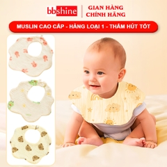 Yếm cho bé 0-3 tuổi chất muslin cao cấp BBShine, Yếm tròn cho bé 6 lớp dày dặn nhiều họa tiết đáng yêu - SS042