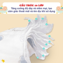 Gối cho bé sơ sinh 10 lớp mềm mại cao cấp BBShine, Gối xô sơ sinh cho bé nhiều họa tiết đáng yêu - SS041