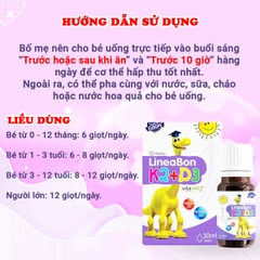 Vitamin D3K2 Lineabon chính hãng an toàn BBShine, Vitamin cho bé hấp thu canxi và tăng chiều cao hiệu quả - I023