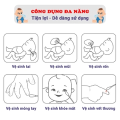 Tăm bông sơ sinh V-Coool kháng khuẩn cao cấp BBShine, Bông ngoáy tai cho bé chuyên dụng tiện lợi – SS045