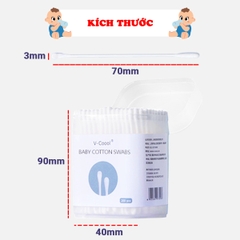 Tăm bông sơ sinh V-Coool kháng khuẩn cao cấp BBShine, Bông ngoáy tai cho bé chuyên dụng tiện lợi – SS045