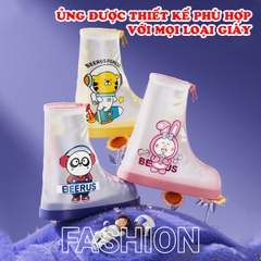 Ủng đi mưa trong suốt mềm dẻo cao cấp BBShine, Bọc giày đi mưa chống thấm tuyệt đối nhiều hoạ tiết đáng yêu cho bé - AM018