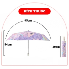 Ô gấp gọn tán rộng cán dài cao cấp BBShine, Dù che mưa nhiều hoạ tiết đáng yêu cho bé - AM017