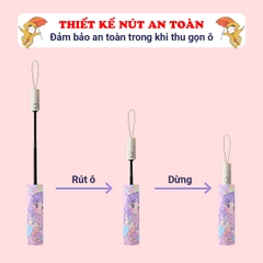 Ô gấp gọn tán rộng cán dài cao cấp BBShine, Dù che mưa nhiều hoạ tiết đáng yêu cho bé - AM017