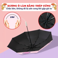Ô gấp gọn tán rộng cán dài cao cấp BBShine, Dù che mưa nhiều hoạ tiết đáng yêu cho bé - AM017