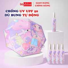 Ô gấp gọn tán rộng cán dài cao cấp BBShine, Dù che mưa nhiều hoạ tiết đáng yêu cho bé - AM017