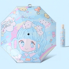 Ô gấp gọn tán rộng cán dài cao cấp BBShine, Dù che mưa nhiều hoạ tiết đáng yêu cho bé - AM017