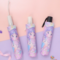 Ô gấp gọn tán rộng cán dài cao cấp BBShine, Dù che mưa nhiều hoạ tiết đáng yêu cho bé - AM017