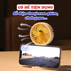 Quạt tích điện mini tặng kèm charm xinh yêu BBShine, Quạt cầm tay mini sạc điện nhỏ gọn tiện lợi - DT007
