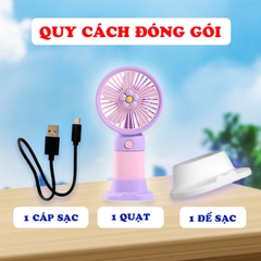 Quạt tích điện mini tặng kèm charm xinh yêu BBShine, Quạt cầm tay mini sạc điện nhỏ gọn tiện lợi - DT007