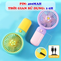 Quạt tích điện mini tặng kèm charm xinh yêu BBShine, Quạt cầm tay mini sạc điện nhỏ gọn tiện lợi - DT007