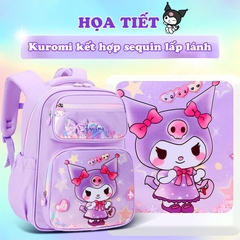 Balo cho bé cấp 1 chống thấm nước cao cấp BBShine, Balo đi học hoạ tiết Kuromi xinh yêu - B027