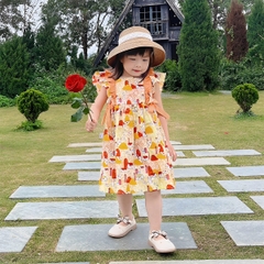 Váy bé gái 10-35kg họa tiết thỏ đáng yêu BBShine, Đầm bé gái tay cánh tiên phối màu siêu xinh – D100