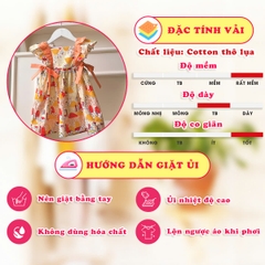 Váy bé gái 10-35kg họa tiết thỏ đáng yêu BBShine, Đầm bé gái tay cánh tiên phối màu siêu xinh – D100