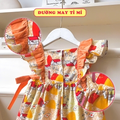 Váy bé gái 10-35kg họa tiết thỏ đáng yêu BBShine, Đầm bé gái tay cánh tiên phối màu siêu xinh – D100