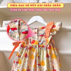 Váy bé gái 10-35kg họa tiết thỏ đáng yêu BBShine, Đầm bé gái tay cánh tiên phối màu siêu xinh – D100