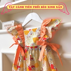 Váy bé gái 10-35kg họa tiết thỏ đáng yêu BBShine, Đầm bé gái tay cánh tiên phối màu siêu xinh – D100