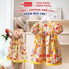 Váy bé gái 10-35kg họa tiết thỏ đáng yêu BBShine, Đầm bé gái tay bồng phối màu siêu xinh – D101