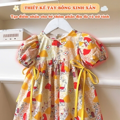 Váy bé gái 10-35kg họa tiết thỏ đáng yêu BBShine, Đầm bé gái tay bồng phối màu siêu xinh – D101