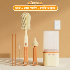 Bộ cọ rửa bình sữa silicon cao cấp kèm khay úp 7 chi tiết siêu tiện lợi BBShine – SS054