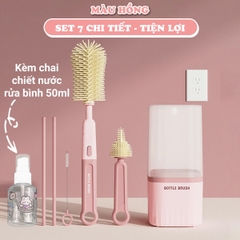 Bộ cọ rửa bình sữa silicon cao cấp kèm khay úp 7 chi tiết siêu tiện lợi BBShine – SS054