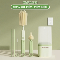 Bộ cọ rửa bình sữa silicon cao cấp kèm khay úp 7 chi tiết siêu tiện lợi BBShine – SS054