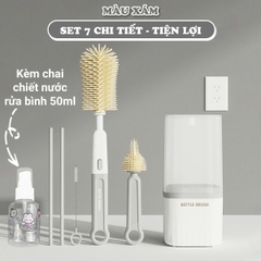 Bộ cọ rửa bình sữa silicon cao cấp kèm khay úp 7 chi tiết siêu tiện lợi BBShine – SS054