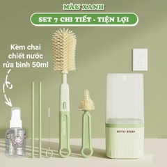 Bộ cọ rửa bình sữa silicon cao cấp kèm khay úp 7 chi tiết siêu tiện lợi BBShine – SS054